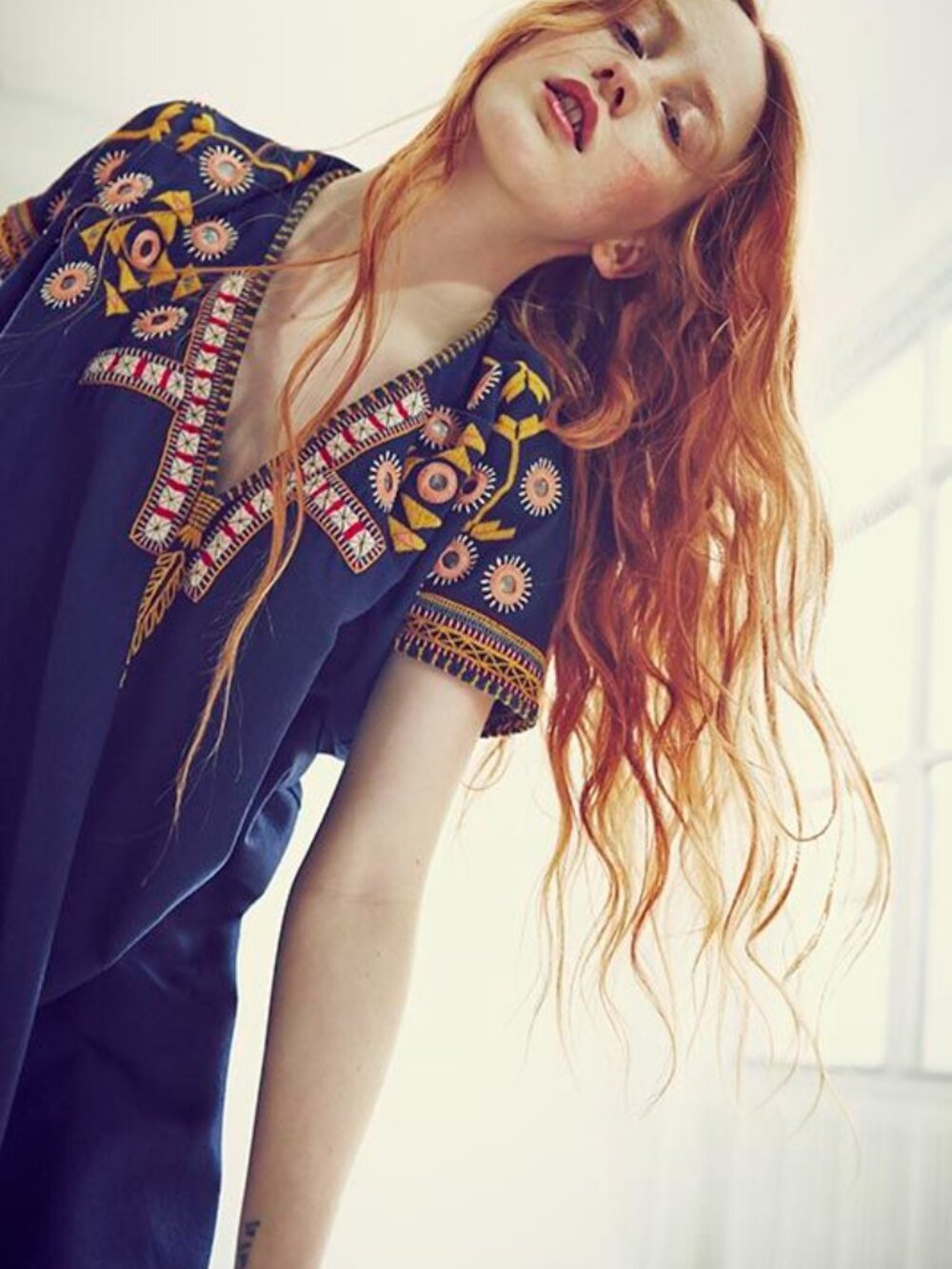 Ulla Johnson Embroidered Black Boho Tunic Top